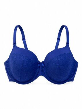 🦋 2/30 La Senza Cobalt Blue Floral Lace Bra 32DD